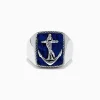 Mens|Effy Jewelry Men's Sterling Silver Lapis Lazuli Anchor Ring, 5.90 TCW