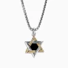 Mens|Effy Jewelry Men's Sterling Silver Onyx Star of David Pendant, 0.60 TW
