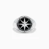 Mens|Effy Jewelry Men's Sterling Silver Onyx Compass Ring, 2.61 TCW