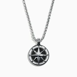 Mens|Effy Jewelry Men's Sterling Silver Onyx Compass Pendant, 4.00 TCW