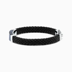 Mens|Effy Jewelry Men's Sterling Silver Pietersite Woven Leather Bracelet, 12.50 TCW
