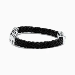 Mens|Effy Jewelry Men's Sterling Silver Woven Leather Bracelet