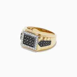 Mens|BH Multi Men's Two Tone Gold Black and White Diamond Ring, 1.00 TCW