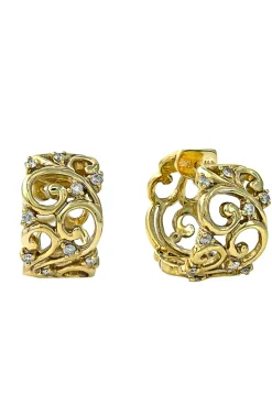 Earrings|Effy Jewelry Moderna D'Oro 14K Yellow Gold Diamond Earrings, .44 TCW