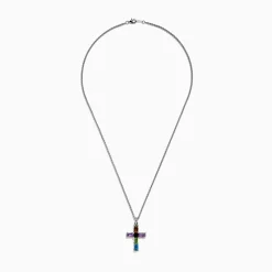 Necklaces & Pendants|Effy Jewelry Mosaic 925 Sterling Silver Multi Stone Cross Pendant