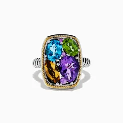 Rings|Effy Jewelry Mosaic 925 Sterling Silver u0026 18K Gold Multi Color Ring