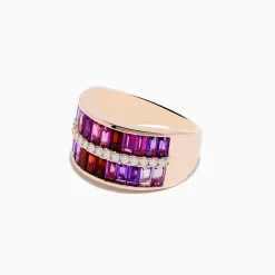 Rings|Effy Jewelry Mosaic 14K Rose Gold Multi Gemstone and Diamond Band Ring