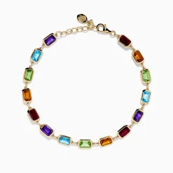 Bracelets|Effy Jewelry Mosaic 14K Yellow Gold Bezel Multi Color Gemstone Bracelet