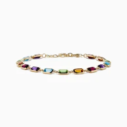 Bracelets|Effy Jewelry Mosaic 14K Yellow Gold Bezel Multi Color Gemstone Bracelet