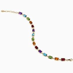 Bracelets|Effy Jewelry Mosaic 14K Yellow Gold Bezel Multi Color Gemstone Bracelet