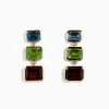 Earrings|Effy Jewelry Mosaic 14K Yellow Gold Blue Topaz, Garnet, Peridot u0026 Diamond Earrings