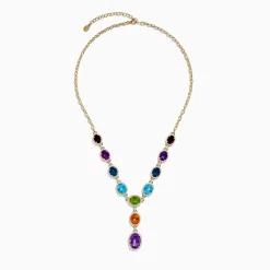 Necklaces & Pendants|Effy Jewelry Mosaic 14K Yellow Gold Diamond and Multi Color Gemstone Statement Necklace