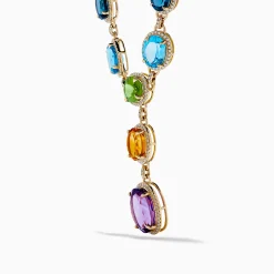 Necklaces & Pendants|Effy Jewelry Mosaic 14K Yellow Gold Diamond and Multi Color Gemstone Statement Necklace