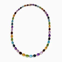 Necklaces & Pendants|Effy Jewelry Mosaic 14K Yellow Gold Multi Gemstone Necklace