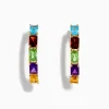 Earrings|Effy Jewelry Mosaic 14K Yellow Gold Multi Color Gemstone Hoop Earrings