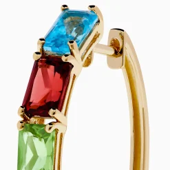 Earrings|Effy Jewelry Mosaic 14K Yellow Gold Multi Color Gemstone Hoop Earrings