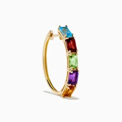 Earrings|Effy Jewelry Mosaic 14K Yellow Gold Multi Color Gemstone Hoop Earrings