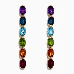 Earrings|Effy Jewelry Mosaic 14K Yellow Gold Multi Gemstone Drop Earrings