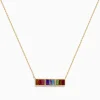 Necklaces & Pendants|Effy Jewelry Mosaic 14K Yellow Gold Multi Color Gemstone and Diamond Collar Bone Bar Necklace