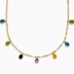 Necklaces & Pendants|Effy Jewelry Mosaic 14K Yellow Gold Multi Gemstone Charm Necklace