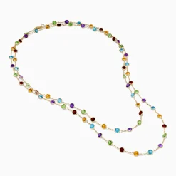 Necklaces & Pendants|Effy Jewelry Mosaic 14K Yellow Gold Multi Color Gemstone and Diamond Necklace