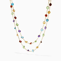 Necklaces & Pendants|Effy Jewelry Mosaic 14K Yellow Gold Multi Color Gemstone and Diamond Necklace