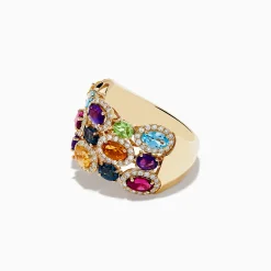 Rings|Effy Jewelry Mosaic 14K Yellow Gold Multi Gemstone Ring