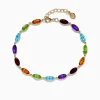 Bracelets|Effy Jewelry Mosaic 14K Yellow Gold Multi Gemstone Adjustable Tennis Bracelet 9.30 TCW