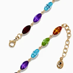 Bracelets|Effy Jewelry Mosaic 14K Yellow Gold Multi Gemstone Adjustable Tennis Bracelet 9.30 TCW