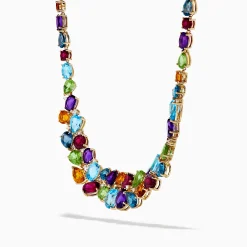 Necklaces & Pendants|Effy Jewelry Mosaic 14K Yellow Gold Multi Color Gemstone and Diamond Necklace