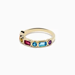 Rings|Effy Jewelry Mosaic 14K Yellow Gold Multi Color Gemstone Bezel Ring