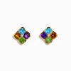 Earrings|Effy Jewelry Mosaic 14K Yellow Gold Multi Color Gemstones and Diamond Earrings