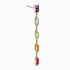 Earrings|Effy Jewelry Mosaic 14K Yellow Gold Multi Color Linear Drop Earrings
