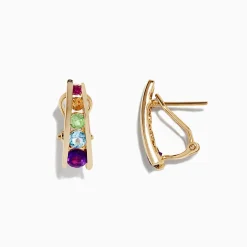 Earrings|Effy Jewelry Mosaic 14K Yellow Gold Multi Gemstone Earrings, 1.40 TCW