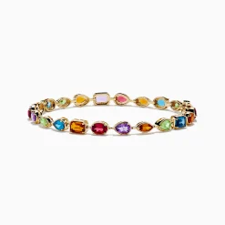 Bracelets|Effy Jewelry Mosaic 14K Yellow Gold Multi Color Gemstone Bracelet