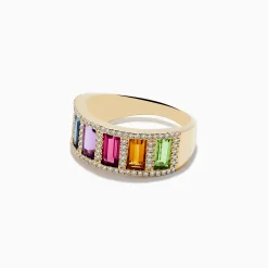 Rings|Effy Jewelry Mosaic 14K Yellow Gold Multi Gemstone and Diamond Ring