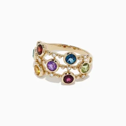 Rings|Effy Jewelry Mosaic 14K Yellow Gold Multi Gemstone and Diamond Ring, 2.31 TCW