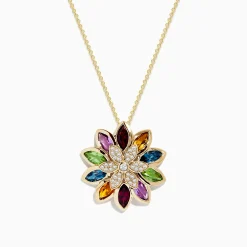 Necklaces & Pendants|Effy Jewelry Mosaic 14K Yellow Gold Semi Precious and Diamond Pendant