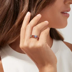 Rings|BH Multi Mosaic Sterling Silver Multi Gemstone Ring, 1.66 TCW