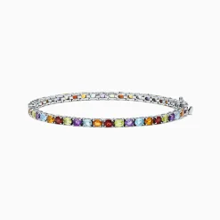 Bracelets|BH Multi Mosaic Sterling Silver Multi Gemstone Tennis Bracelet, 9.10 TCW