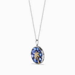 Necklaces & Pendants|Effy Jewelry Nahla 925 Sterling Silver and 14K Yellow Gold Tanzanite u0026 Diamond Palm Tree Pendant