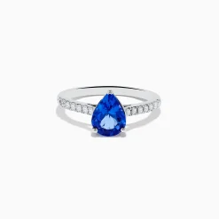 Rings|Effy Jewelry Nahla 14K White Gold Pear Tanzanite and Diamond Solitaire Ring