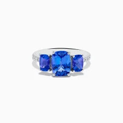 Rings|Effy Jewelry Nahla 14K White Gold Tanzanite and Diamond 3 Stone Ring