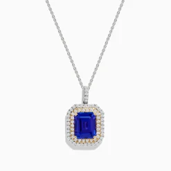 Necklaces & Pendants|Effy Jewelry Nahla 14K White u0026 Yellow Gold Tanzanite and Diamond Pendant