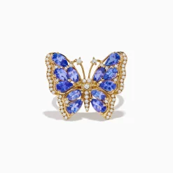 Rings|Effy Jewelry Nahla 14K Yellow Gold Tanzanite and Diamond Butterfly Ring