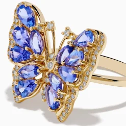Rings|Effy Jewelry Nahla 14K Yellow Gold Tanzanite and Diamond Butterfly Ring