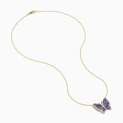 Necklaces & Pendants|Effy Jewelry Nahla 14K Yellow Gold Tanzanite and Diamond Butterfly Necklace