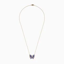 Necklaces & Pendants|Effy Jewelry Nahla 14K Yellow Gold Tanzanite and Diamond Butterfly Necklace