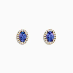 Earrings|Effy Jewelry Nahla 14K Yellow Gold Tanzanite and Diamond Stud Earrings