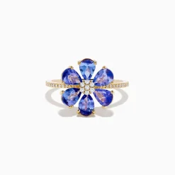 Rings|Effy Jewelry Nahla 14K Yellow Gold Tanzanite and Diamond Flower Ring